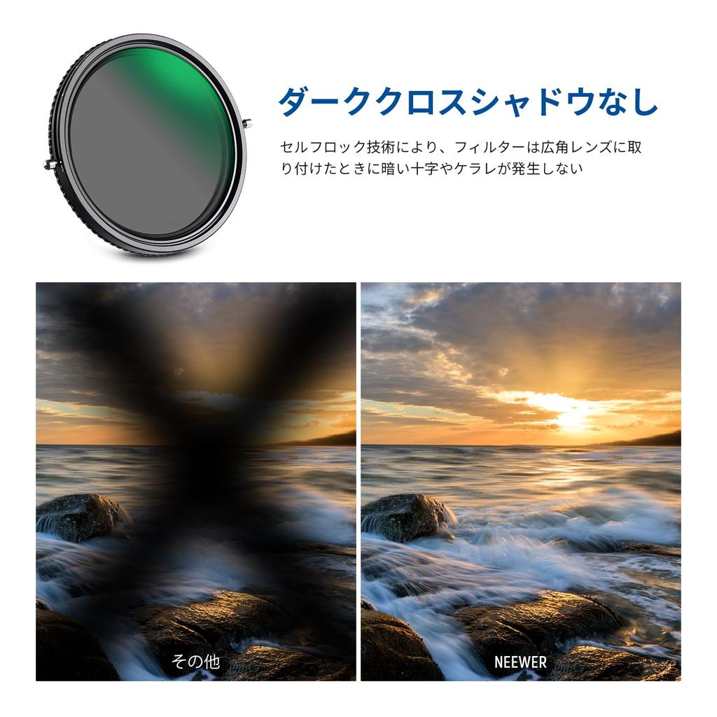 NEEWER 2 in 1 82mm Variable ND Filter Multifunctional Filter 2 in 1 No unevenness HD optical glass nano coating Water stain scratch resistant