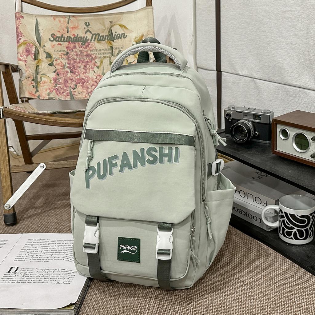 Schoolbag new Korean version ins high value fresh candy color letter backpack junior high school students simple and lightweight backpack