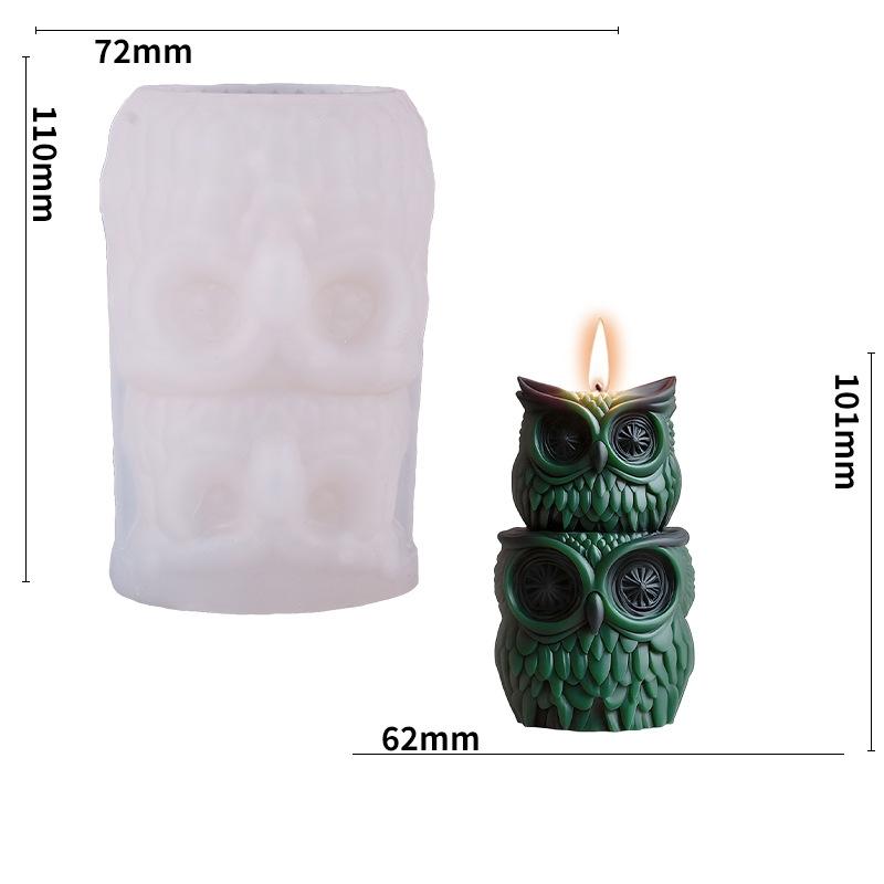 

3D Pupil Light Owl Plaster Silicone Mold DIY Owl Creative Ornaments Aroma Candle Silicone Mold