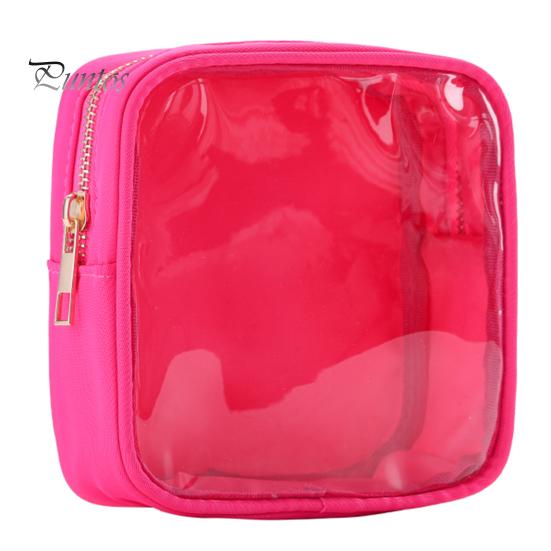 

Прозрачная мини-косметичка, прозрачная косметичка на молнии, ПВХ, водонепроницаемая дорожная косметичка, органайзер, портмоне для женщин и девочек розы красного