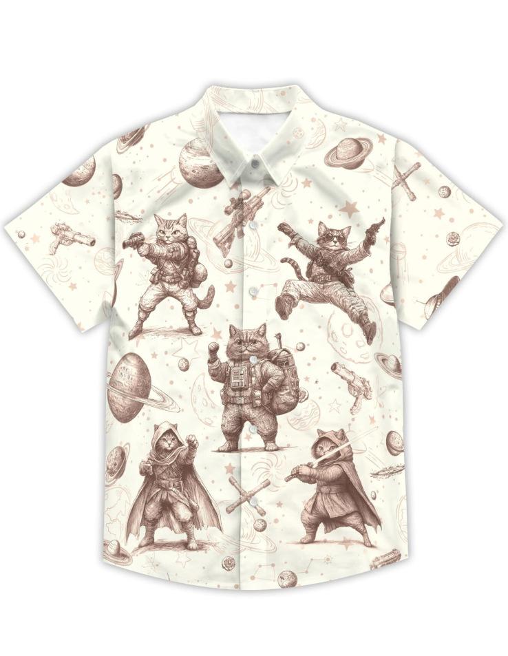 New D Men s Printed Shirt Trend Hot Sale Animal Pattern Short Sleeve Shirt Children s 100