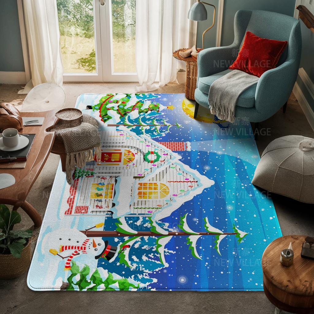 House Entrance Carpet Home Door Mat Living Room Bath Foot Bathroom Non-slip Water Absorption Rugs Bath Merry Christmas Winter