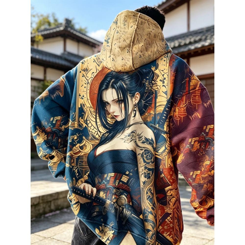 2027 Anime girl pattern Sweatshirt Casual Long Sleeve Hooded Pullover 3D Printing Top Fashion Oversized Men's Hoodies