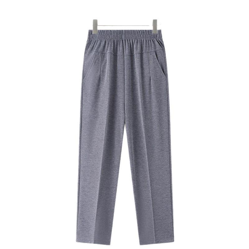 Summer Nine-Point Pants for Middle-Aged & Elderly Women - Loose Fit, Elastic High-Waist, Straight Leg