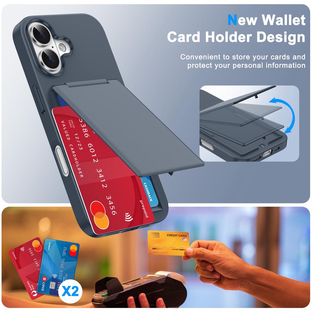 New for Apple 17 Card Bag Multi Functional Phone Case Transparent Bracket for IPhone 16 2-in-1 Protective Cover