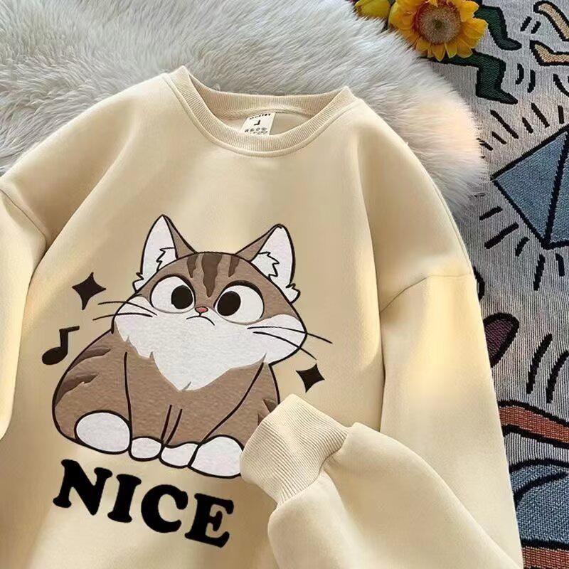Autumn 2025 Youth Boys  Round Neck Printed Hoodie - Velvet, Loose Fit, Men s Clothing 3XL абрикосовый