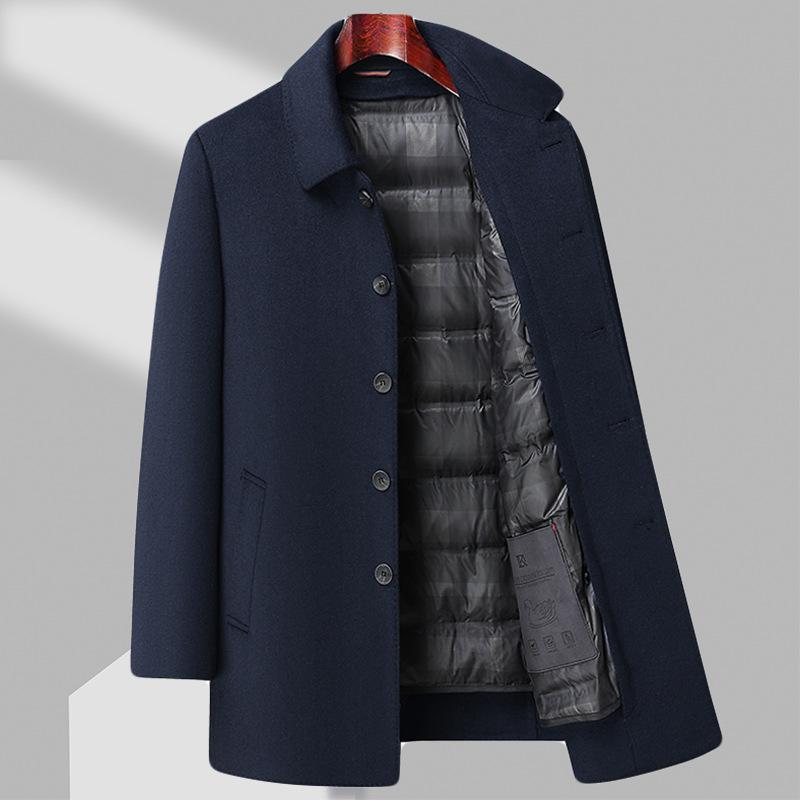 Double-sided Woolen Coat Jacket Medium and Long Lapel Business Casual Down Take-off Liner Wool Coat
