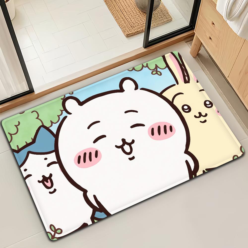 Cute Cartoon C-Chiika-waE Usagi Door Mat Bath Microfiber Decorative Versatile Flannel Floo Mat Quick Dry Absorbent Non-slip Sole