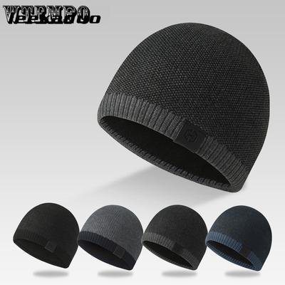 Men's Knitted Hat Round Top Pullover Hat Autumn and Winter Warm Hat Fashionable Casual Plush Hat