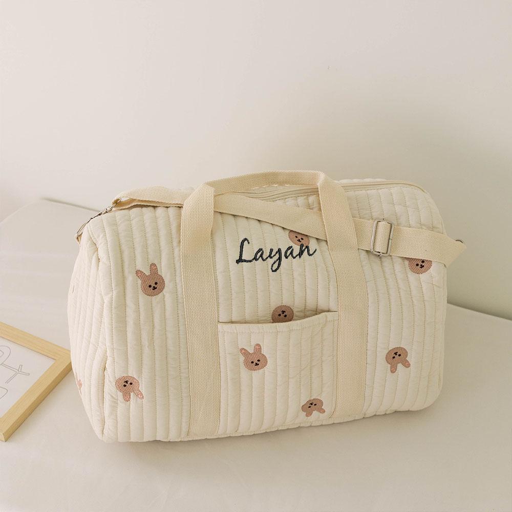 Name Custom Mommy Bag, Little Bear Mother and Baby Bag, Large Capacity Outgoing Storage Bag, Embroidered Handheld Crossbody Bag