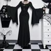 Plus Size Dark Style Bat Sleeve Black Dress for Halloween - Slimming French Skirt