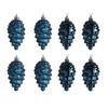 9cm Christmas Tree Ornaments Set: 8 Shiny & Matte Plastic Pine Cones