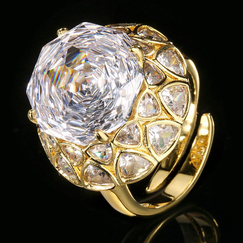 Jewelry Copper Bottom Gold Plated Rose Cut Roland Gold Vintage Ring Heroine Stone 14Mm