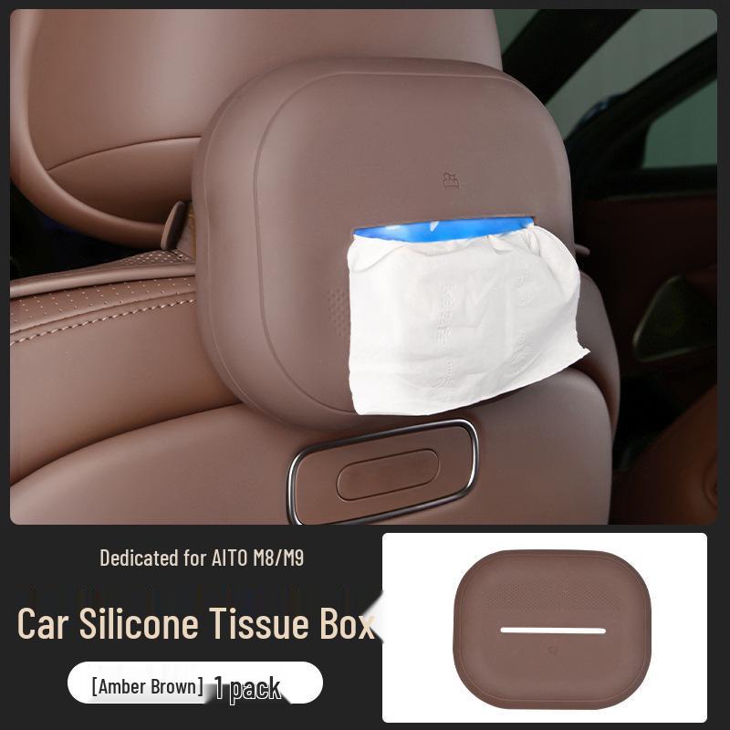 Silicone Armrest Tissue Box for AITO M9 - Car Seat Back Tissue Holder