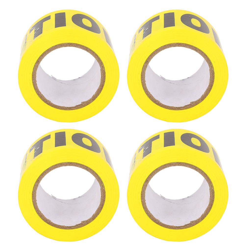4PCS Caution Tape Rolls Yellow Background Black Word Barricade Safety Warning Tape for Construction