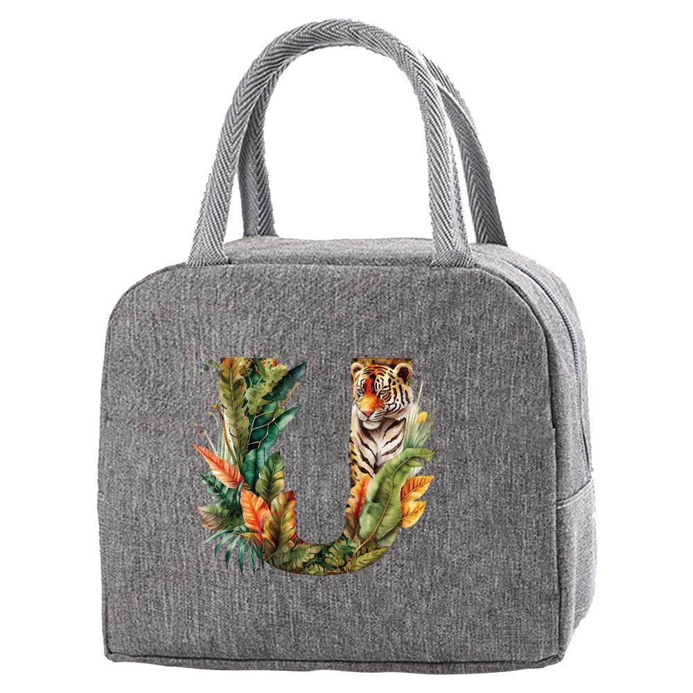 Portable Food Insulation for Traveling Jungle Tiger Letter Printing Box Picnic Waterproof Oxford Zipper Insulation Lunch Bag