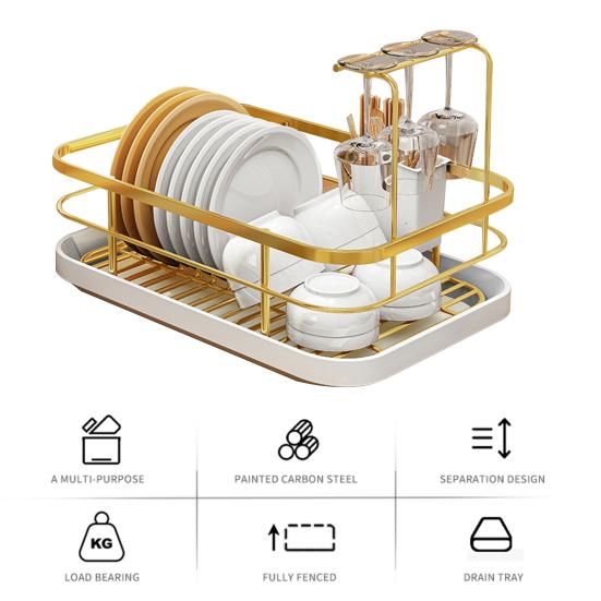 Cutlery Holder Dish Plate Storage Rack Large Capacity Rust-Resistant Adjustable Ventilated Heavy-duty Design Kitchen Counter Drying with Family-sized