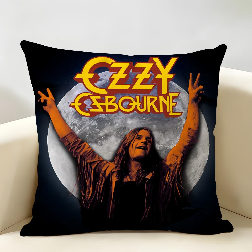 LOGO OOzzy Osbourne Cushion Cover Natural Linen Organic Fabric DoubleSided Printing Room Sofa Decor Pillow Case