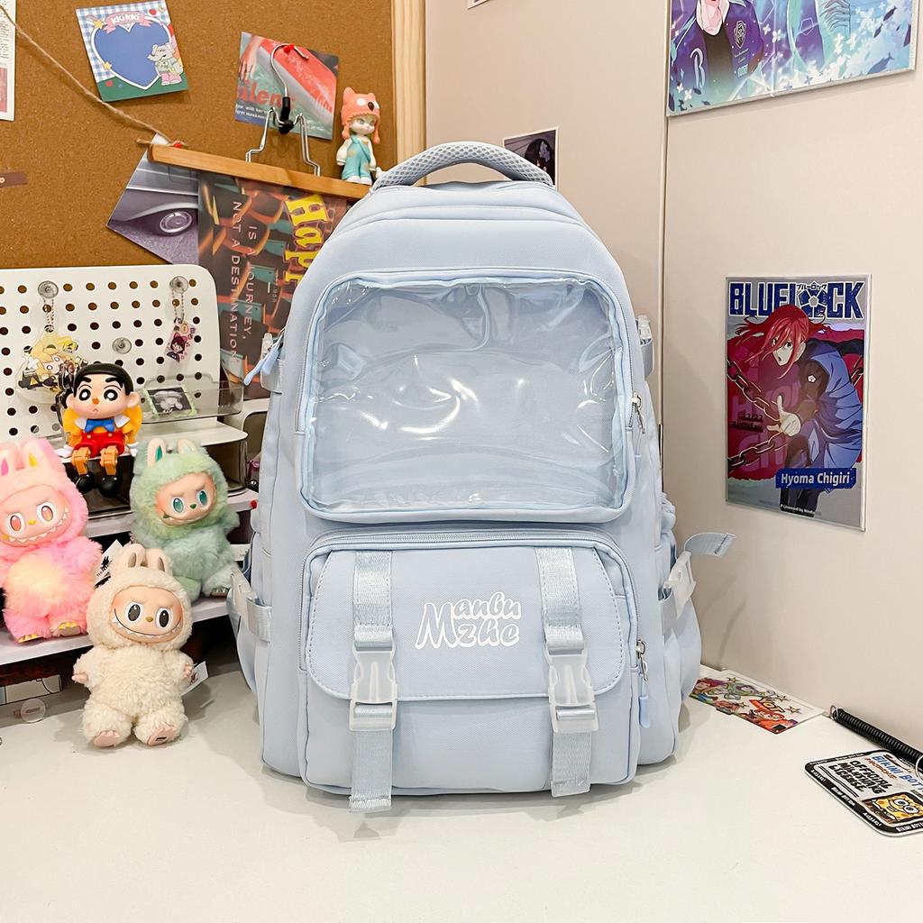The schoolbag is fresh and cute, and the two-dimensional yuan bar is high school, high quality and large capacity.