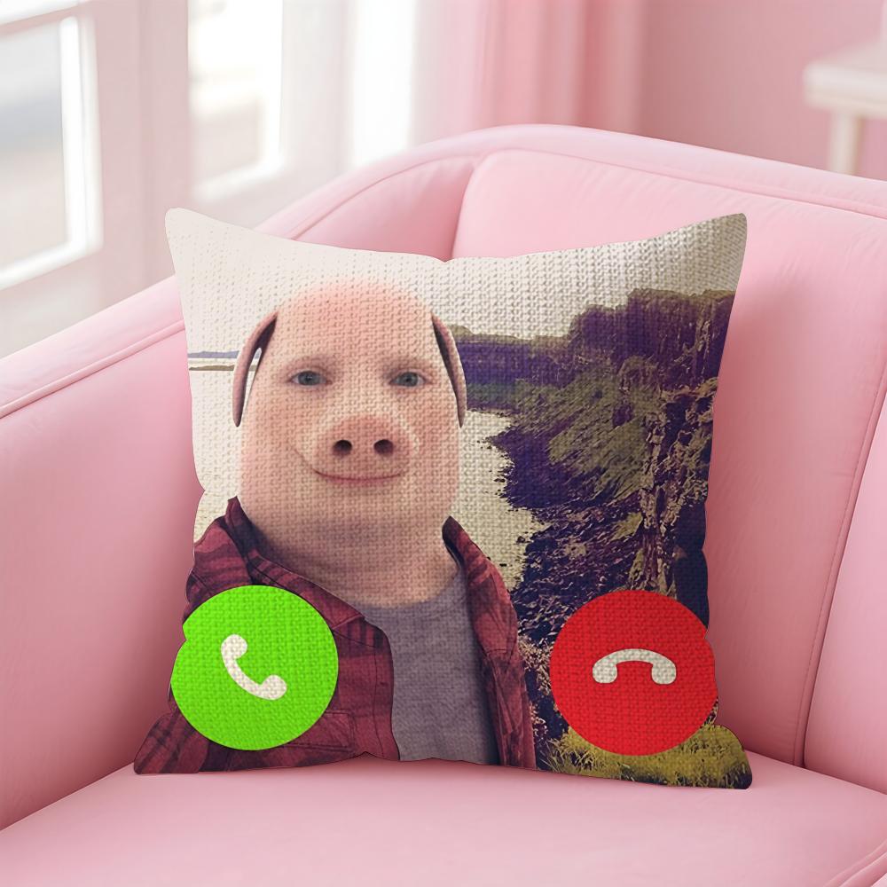 John Pork Dzwoni Poszewka na Poduszkę Naturalny Len Poszewka na Poduszkę Dwustronny Nadruk Dekoracyjna Poszewka na Poduszkę Sofa Wystrój Domu Prezent