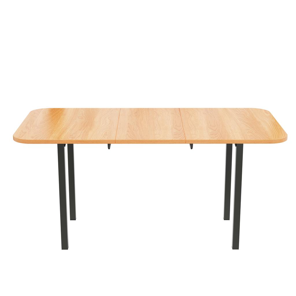 Klasický rozkládací jídelní stůl v dřevěné barvě 120 cm, teleskopická délka až 160 cm, podpěra z vysokopevnostní slitiny, vhodný pro 4-6 osob