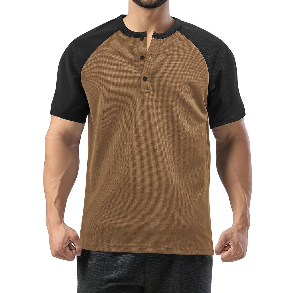 Men's Summer Colorblock Retro Short Sleeve Tops Men's Casual Fashion Tops