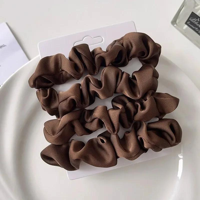 Women Silk Scrunchie Elastic Handmade Multicolor Hair Band Ponytail Holder Headband Hair Accessories  Satin Silk Solid Color