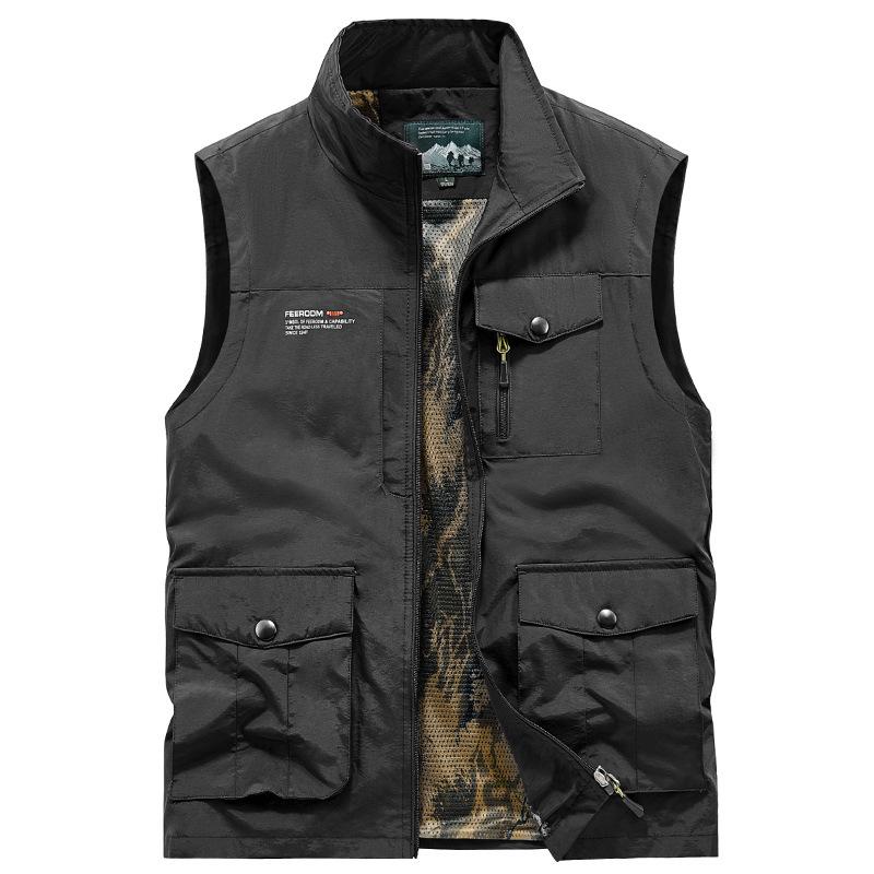 Men's Plus Size 2026 Summer Outdoor Thin Mesh Vest with Multi-Pockets
