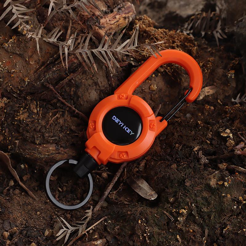 Heavy-Duty Retractable Keychain Stainless Steel Wire Elastic Pull Rope Anti-Lost Extendable Key Ring with Quick Clip for Daily Outdoor Use