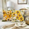 2/4pcs 2D Floral Print 45x45cm Zipper Closure Machine Washable Throw Pillow Covers Soft Sunflower & Daisy Bed Pillowcase