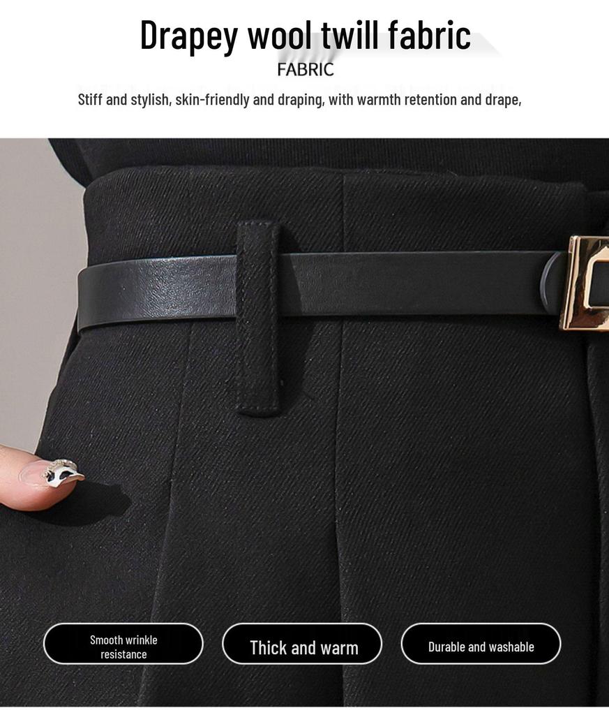 2025 Autumn/Winter High-Waisted Wide-Leg Swing Skirt Pants - Professional Floor-Length Trousers