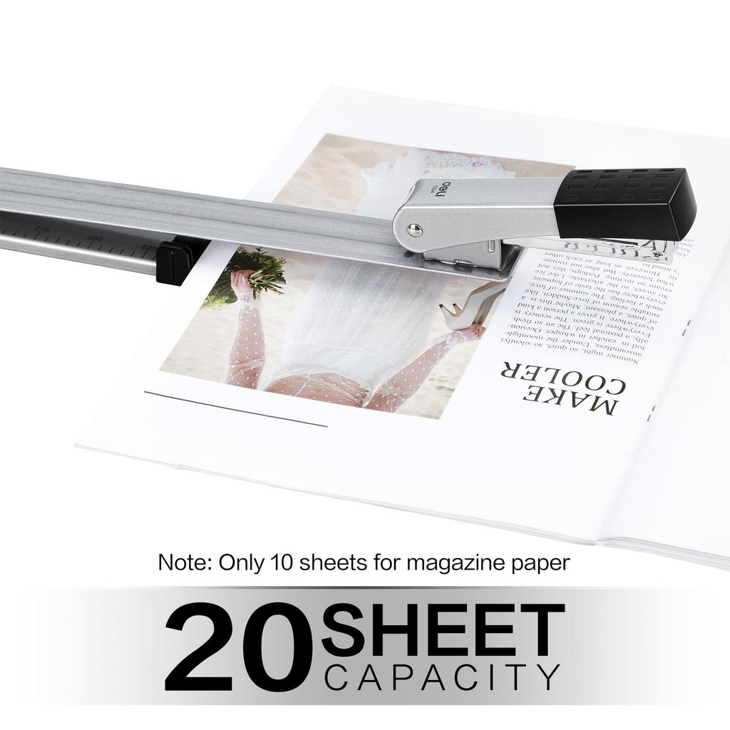 Deli Long Reach Metal Saddle Holds Up To 20 Compatible with for and Silver Stapler, Sheets, No. 3-1M, Bookbinding, Booklets, Pamphlets,