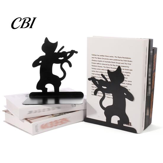 Bookends 1 Pair Metal Cat Book Ends, Cute for Shelves, Decorative Heavy Duty Support Stopper Home Office Desk Bookshelf Decor Non-slip Bookend