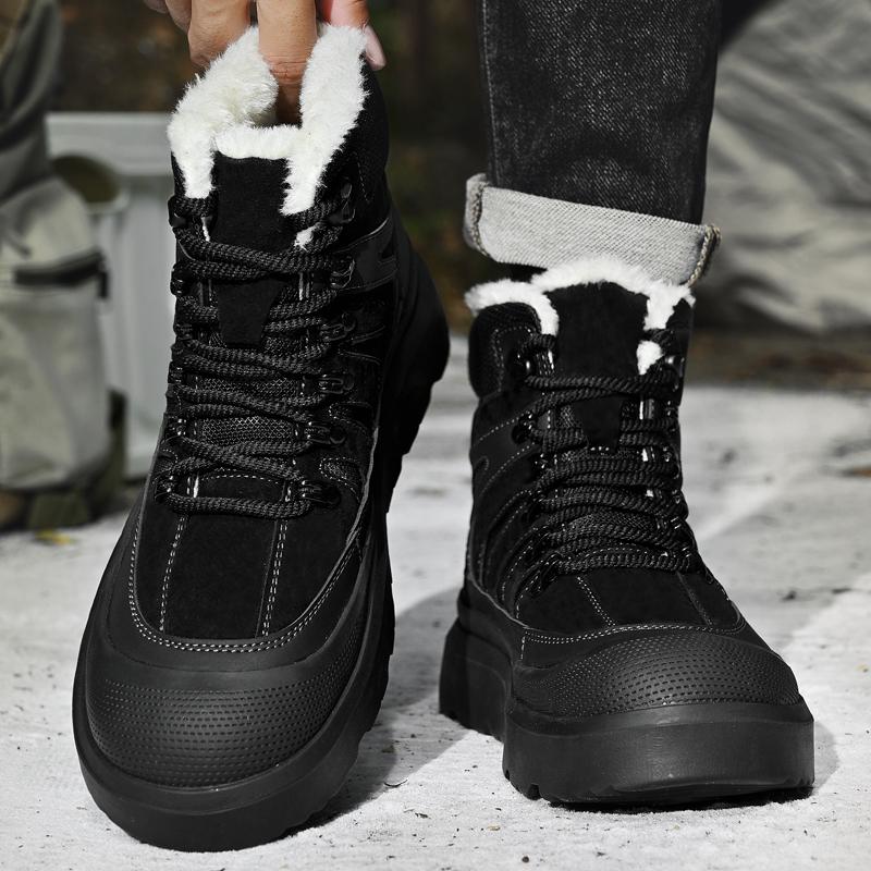 Warme Fleecegefütterte High-Top Winter Herren Wanderschuhe Outdoor Sports Laufschuhe Übergröße Lässige Sneakers für Herren