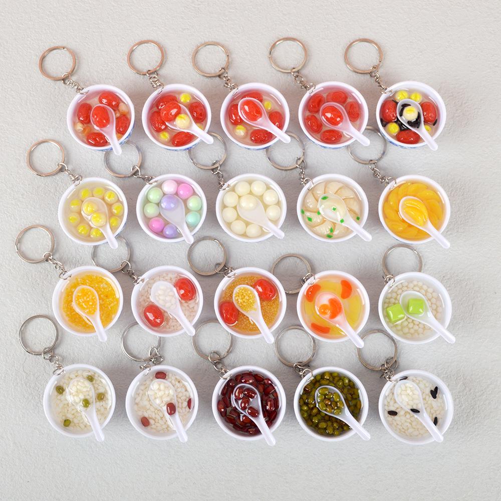 Chinese-Style Edible Toy Keychain: 4cm Simulation Food Bowl Pendant Gift