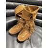 Women's Genuine Leather Western Tassel Boots - Cowhide, Lace-up, Foldable Shaft