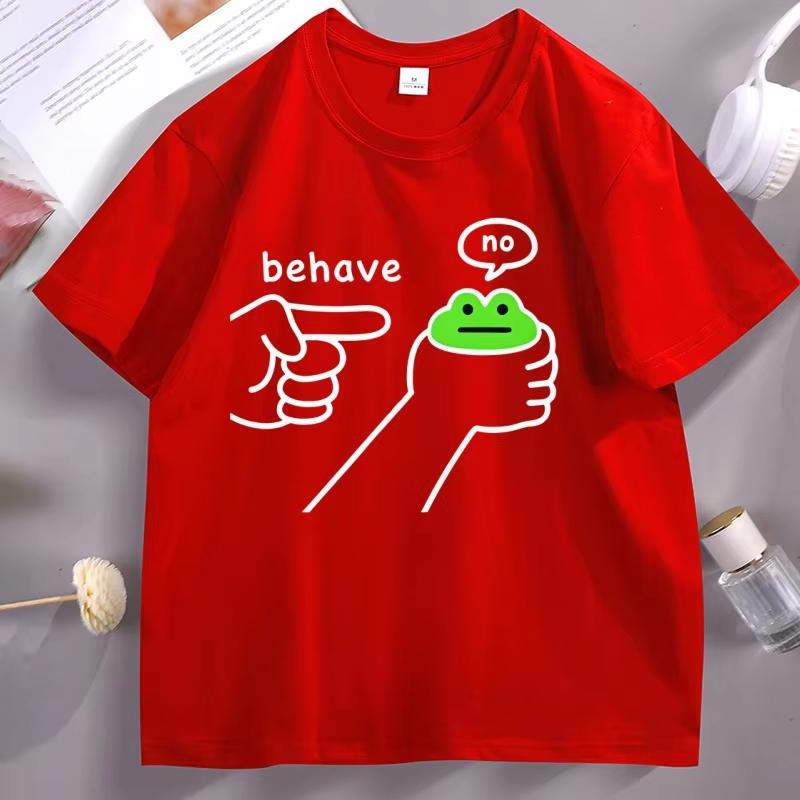 

Dishonest Frog Graphic T Shirts Funny Frog Meme Behave No TShirt Casual Cotton Short Sleeved Tshirt Comfortable Loose Clothing 4XL
