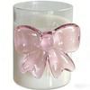 Pink Bow Princess Glass Juice Mug with Handle High Aesthetic for Girls Birthday Party Gift Cute Drinkware Milk Tea Cup