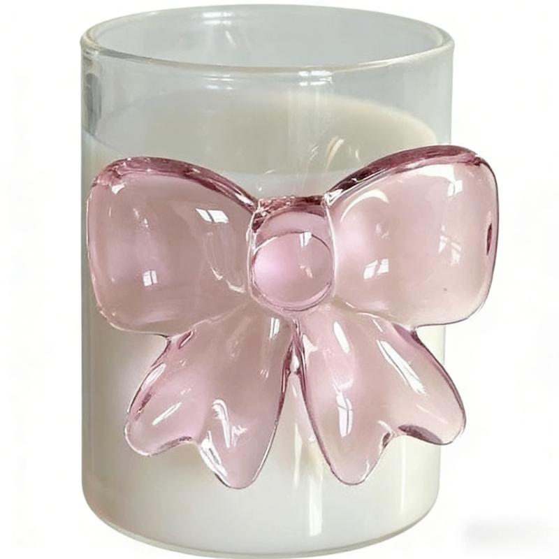 Pink Bow Princess Glass Juice Mug with Handle High Aesthetic for Girls Birthday Party Gift Cute Drinkware Milk Tea Cup