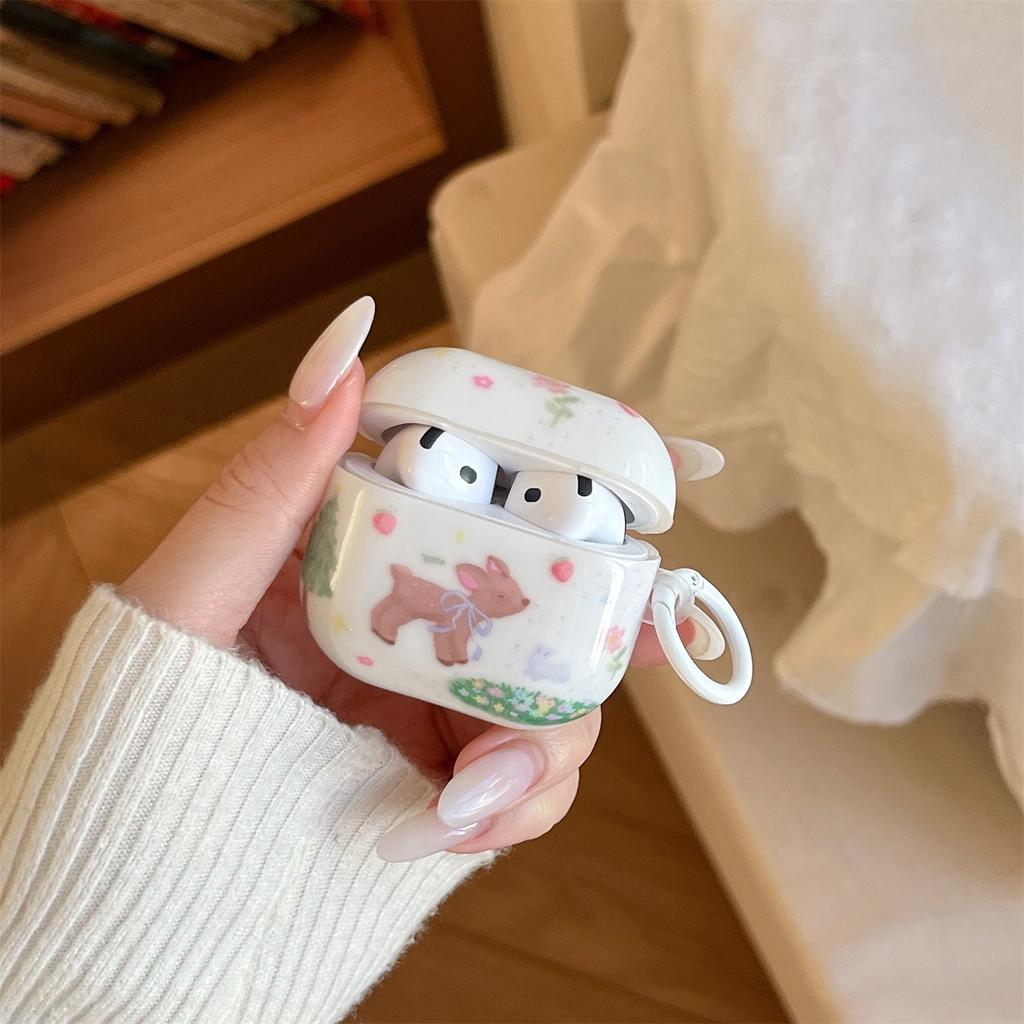 Graffiti Flower Deer Applies AirPods4 Protective Case Apple 2/3 Generation AirPods Pro3 Earphone Cover Female