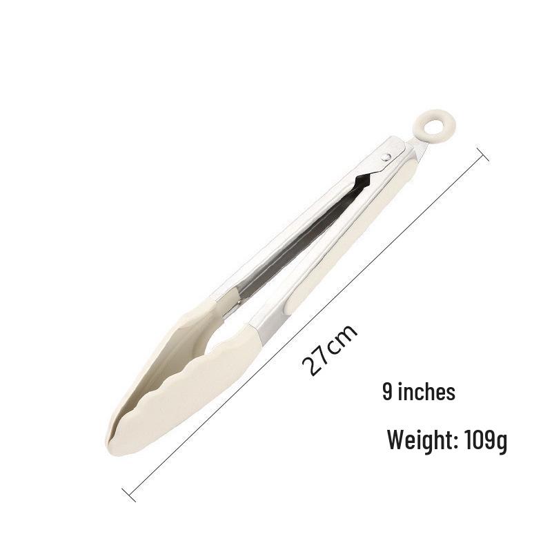 High-Temperature Resistant Silicone and Stainless Steel Food Tongs - Ideal for Barbecue, Roasting, and Bread.