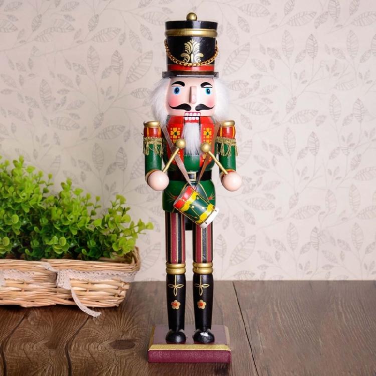 Colorful Wooden Nutcracker Soldier King Figurine Christmas Decor for Shelves
