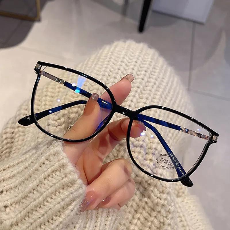 

Очки для чтения Анти-синие Интернет-знаменитости со стразами Высокая ценность Универсальные очки для чтения Модные Простые Очки с большой оправой Женские + 400 degrees [anti-blue light]