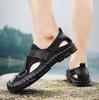 Herren Outdoor Wandersandalen Handgefertigt Sommer Römische Sandalen Retro Weit Geschlossene Zehen Grau Strand Wasserschuhe Übergröße