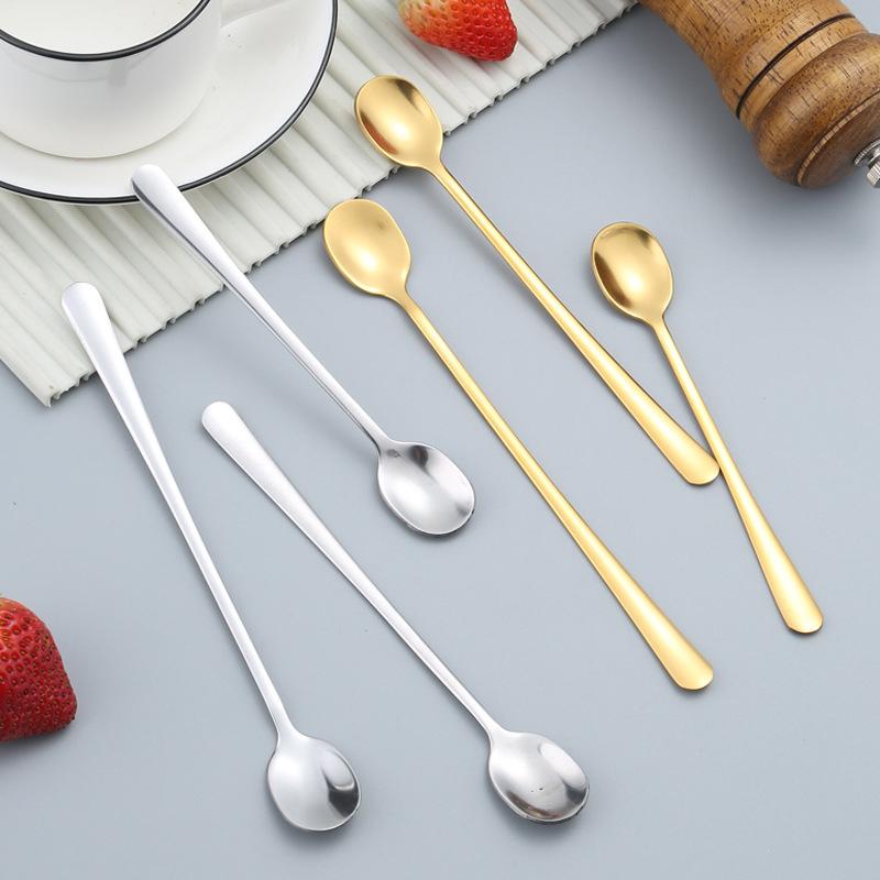 Tea Coffee Soup Spoon For Eating Mixing Stirring Long Handle Teaspoon Spoon Cocktail Ice Cream Honey Spoons Kitchen Cutlery