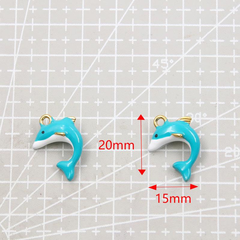 Stainless Steel Gold Enamel 3D Dolphin Pendant Charm: 15x20mm, 4 Colors
