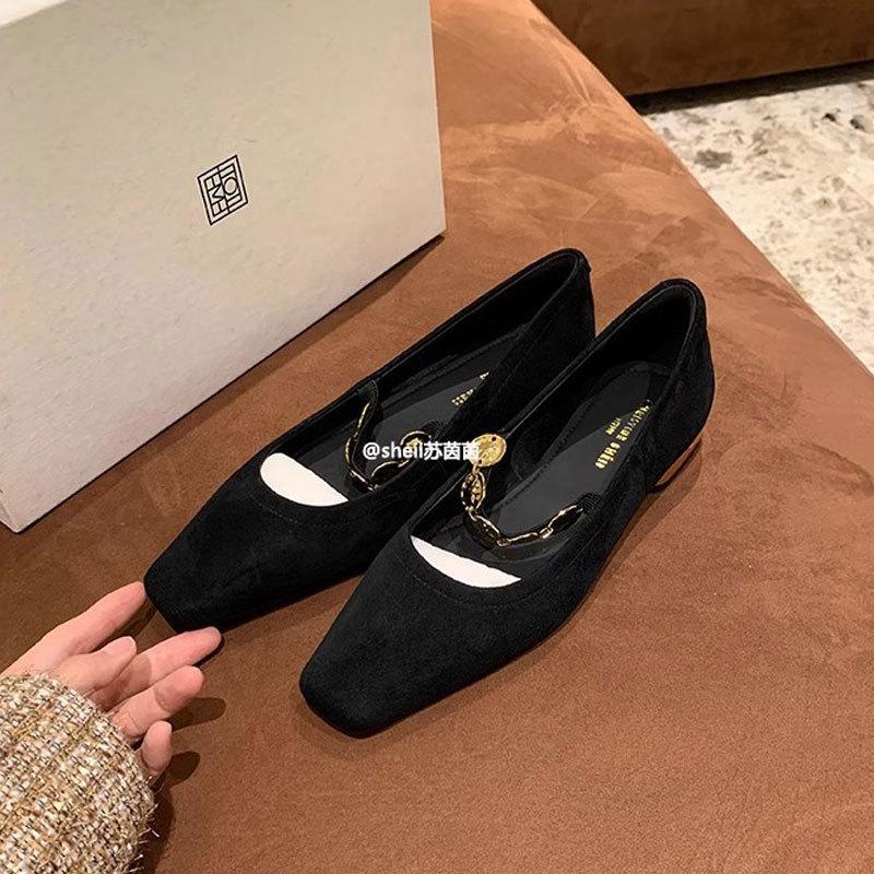 Same style, Jiangnan girl~ Autumn square head small gold coin flat bottom Mary Jane single shoes women's multi-treasure shoes commuting