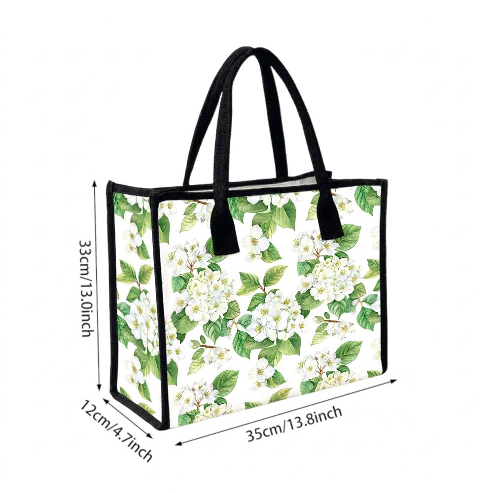 Floral Canvas Tote Bag Casual Daily Handbag Large Capacity Shoulder Bag for Women Lightweight Reusable Shopping Bag