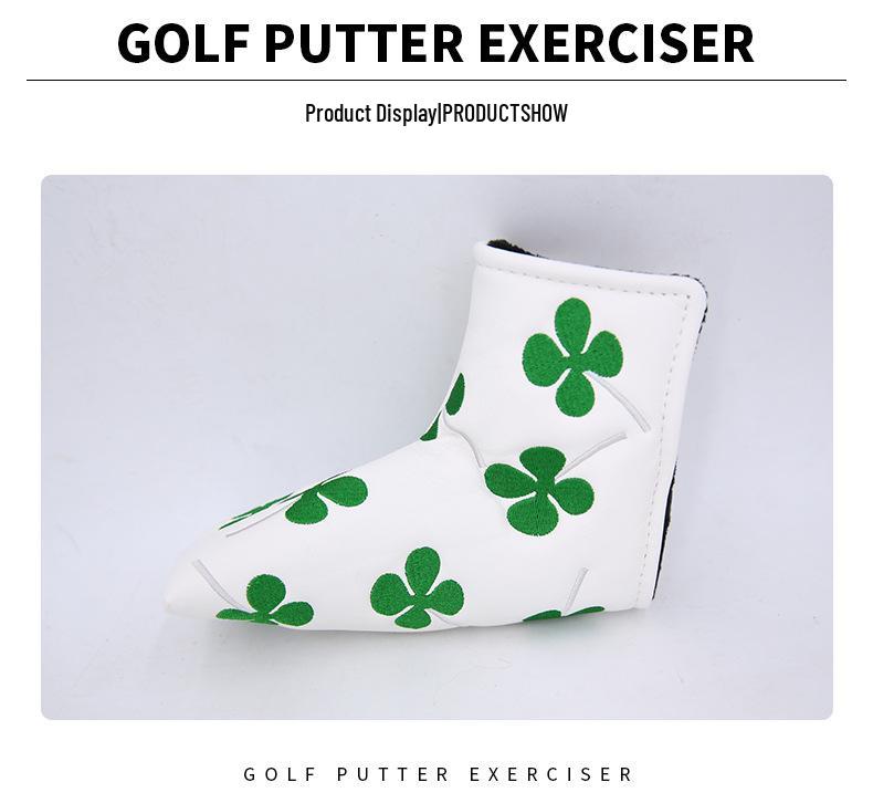 Four-Leaf Clover Golf Putter Cover - Thick Plush L-Shaped Club Protector