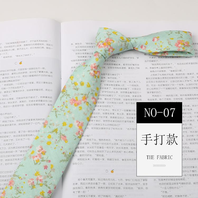 Floral Tie Men'S Patterned Cotton Shirt Macaron Printed Narrow Edition 6Cm Hand Tie Korean Casual Women'S Tie